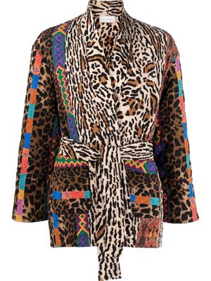 Pierre-Louis Mascia geometric-print quilted jacket - Brown