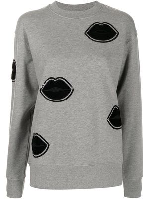Markus Lupfer embroidered lips cotton sweater - Grey