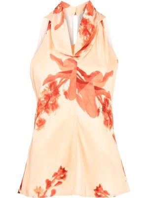 PAUL SMITH floral-print silk vest - Orange