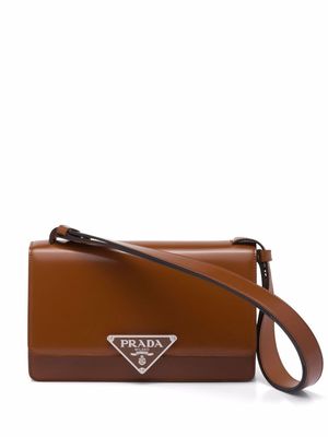 Prada Emblème triangle-logo leather shoulder bag - Brown