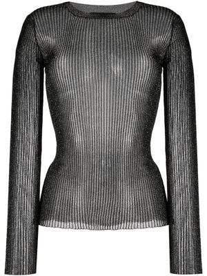 Roberto Collina metallic ribbed-knit jumper - Black
