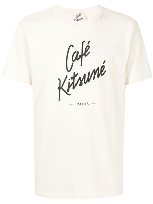 Maison Kitsuné logo print crew-neck T-shirt - Brown