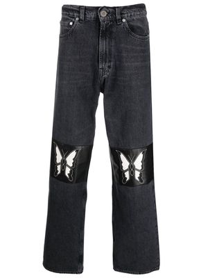 Our Legacy butterfly-patch wide-leg jeans - Black