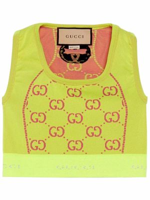Gucci GG jacquard sleeveless cropped top - Yellow