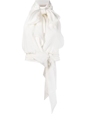 Alexandre Vauthier pussy-bow halterneck top - White