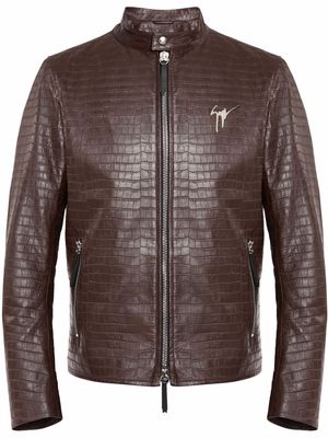 Giuseppe Zanotti Whiskey croc-effect leather jacket - Brown