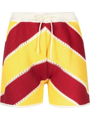 La DoubleJ chevron-stripe knitted shorts - Yellow