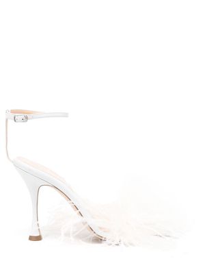 Magda Butrym ostrich-feather strappy sandals - White
