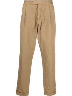 Caruso pleat-detail straight-leg trousers - Neutrals