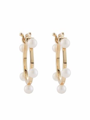 Mateo 14kt yellow gold small pearl dot hoops