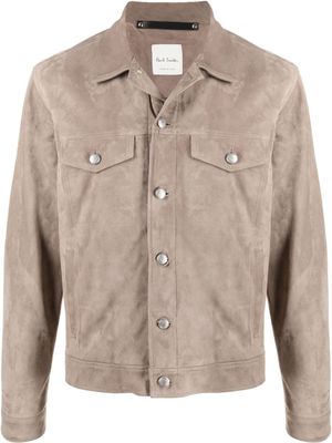PAUL SMITH button-up suede jacket - Brown