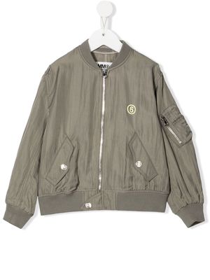 MM6 Maison Margiela Kids logo-print bomber jacket - Green