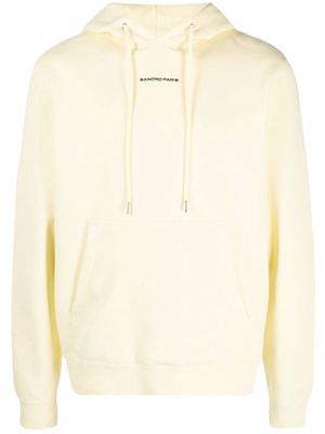 SANDRO embroidered-logo cotton hoodie - Yellow