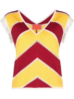 La DoubleJ La Scala chevron-stripe knitted top - Yellow