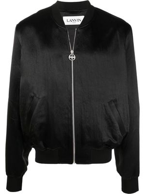 LANVIN rhinestone-embellished logo bomber jacket - Black