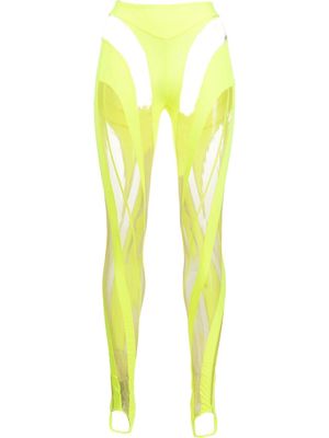 Mugler sheer spiral-print leggings - Yellow