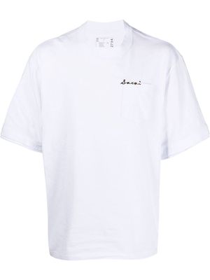 sacai embroidered-logo short-sleeve T-shirt - White