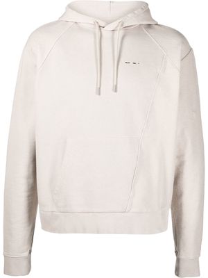 HELIOT EMIL panelled organic cotton hoodie - Neutrals