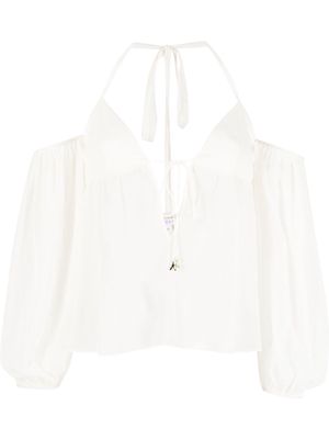 Patrizia Pepe semi-sheer halterneck blouse - White