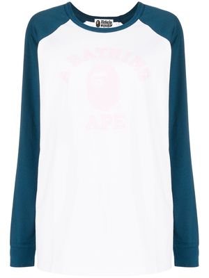 A BATHING APE® two-tone long-sleeved T-shirt - White