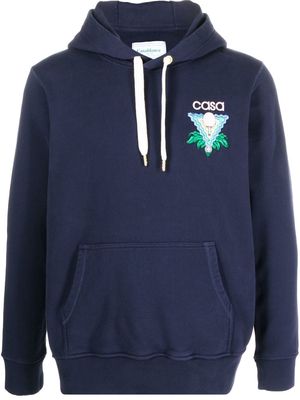 Casablanca embroidered logo hoodie - Blue