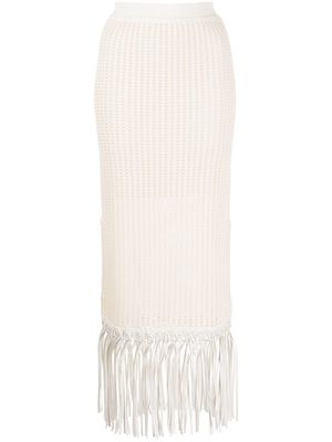 Jonathan Simkhai fringed knitted skirt - White