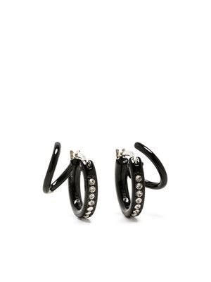 Panconesi Stellar crystal-embellished hoop earrings - Black