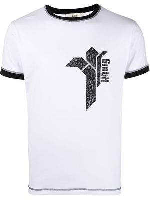 GmbH logo-print contrast-trim T-shirt - White