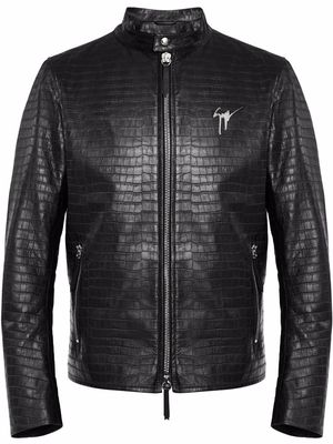 Giuseppe Zanotti croco-embossed leather jacket - Black