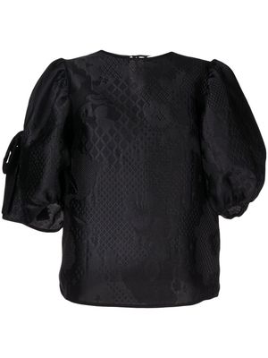 Cecilie Bahnsen cropped puff-sleeve blouse - Black