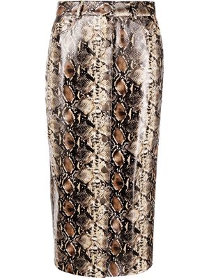 ROTATE Golda snake-print skirt - Black