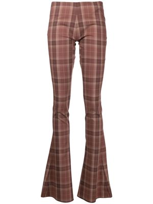KNWLS check pattern flared trousers - Brown