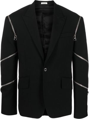 Alexander McQueen zip-details single-breasted blazer - Black