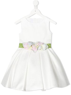 Colorichiari floral-appliqué sleeveless dress - White