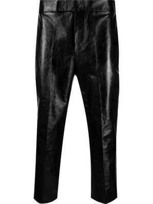 SAPIO cropped polished-finish trousers - Black