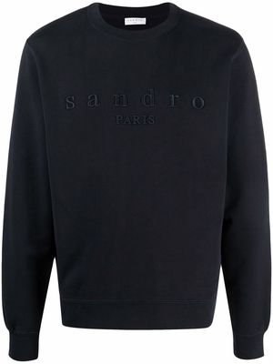 SANDRO logo-embroidered cotton sweatshirt - Blue