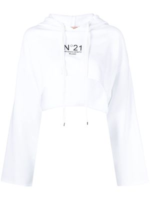 Nº21 cropped logo-print hoodie - White