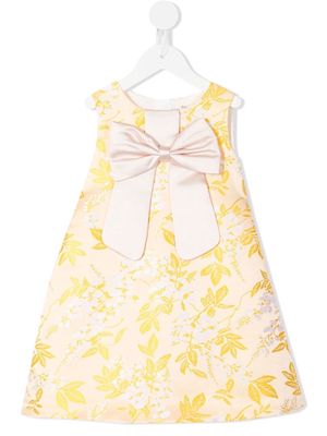 Hucklebones London bow-detail floral-print shift dress - Yellow