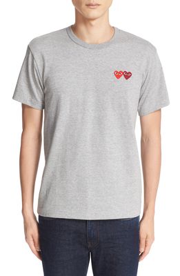 COMME DES GARCONS PLAY Twin Hearts Slim Fit Jersey T-Shirt in Grey
