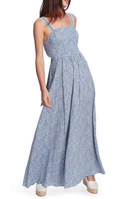 1.STATE Ditsy Tie Back Maxi Dress in Harbor Waves