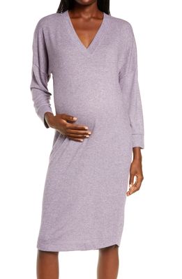 Belabumbum Anytime Maternity/Nursing Long Sleeve Lounge Dress in Plum Marl
