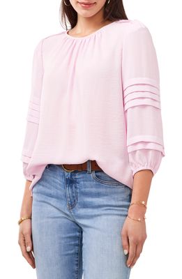 Vince Camuto Pleated Sleeve Gauze Blouse in Corsage Pink