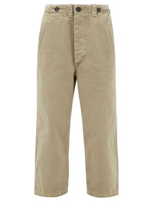 Raey - Wide-leg Organic-cotton Button-hem Chino Trouser - Womens - Khaki