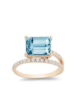 Mateo 14kt yellow gold, blue topaz and diamond ring