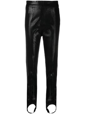 Philipp Plein stirrups leather high-waisted leggings - Black
