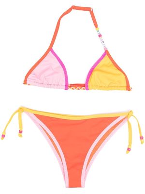 MC2 Saint Barth Kids TEEN triangle-cup colour-block bikini set - Orange