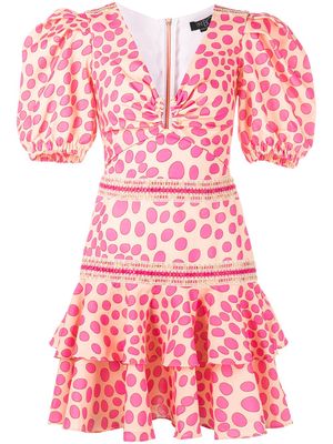 PatBO polka-dot lace-trim mini dress - Pink