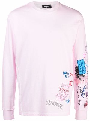 Dsquared2 graffiti-print cotton T-shirt - Pink