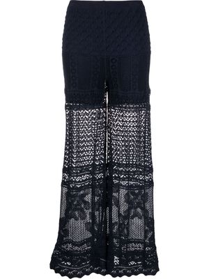 D.Exterior lace-knit wide-leg trousers - Blue