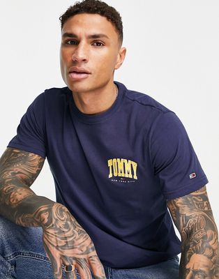 Tommy Jeans chest college logo t-shirt in navy